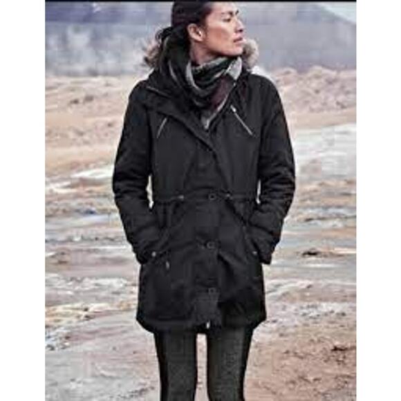 Athleta Primaloft Peak Parka Black Hooded Zippered Pockets Women XXS - Picture 1 of 15
